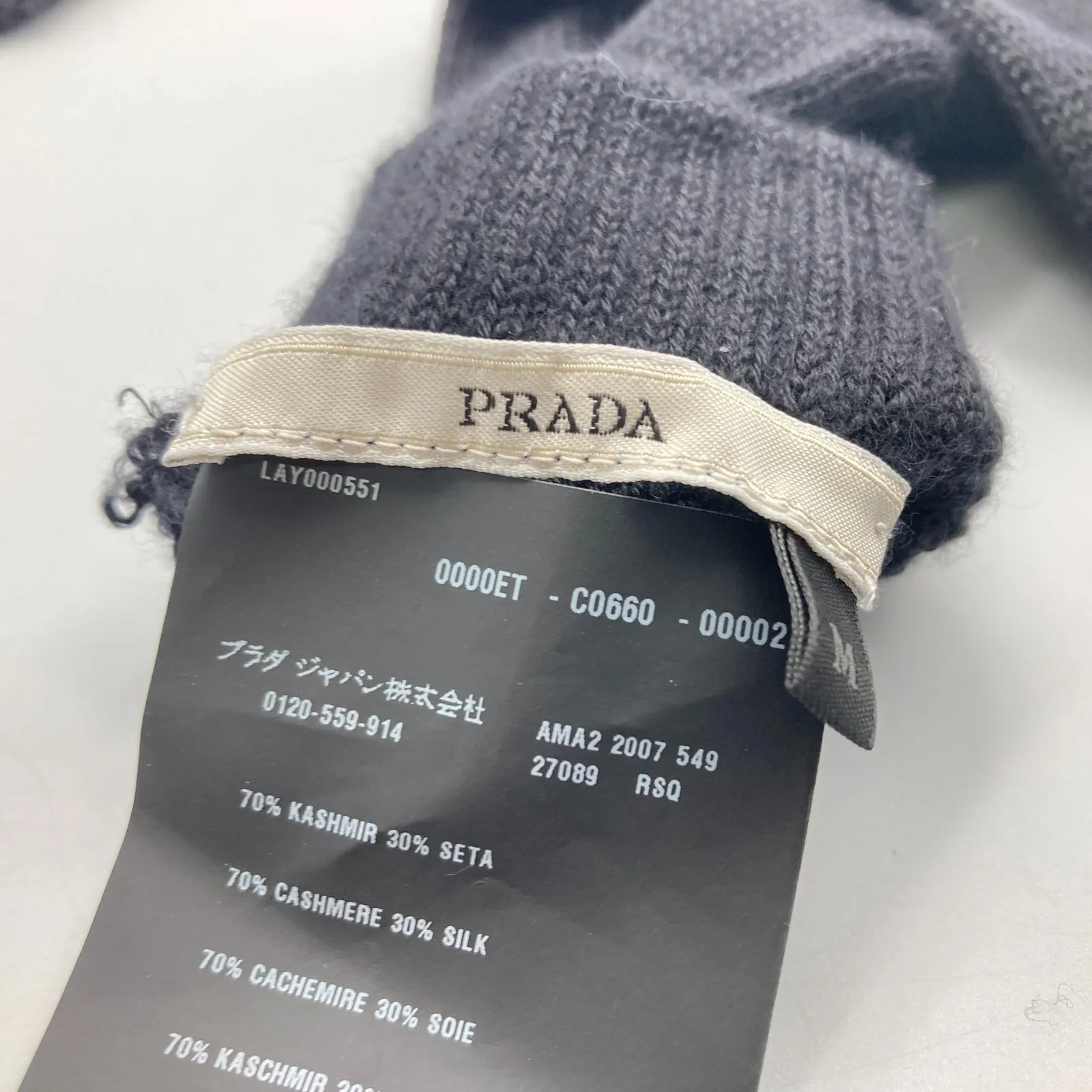 Prada Cashmere Silk Long Gloves Black