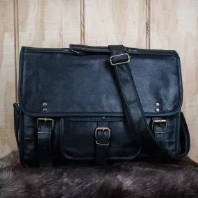 "The Adventurer" Leather Laptop Bag - Large (Black)