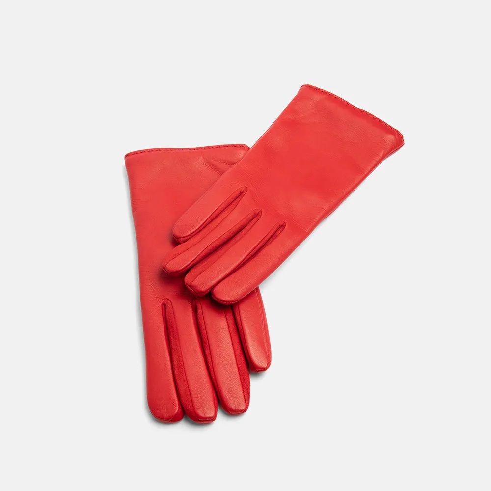 Red Leather Cashmere-Lined Gloves