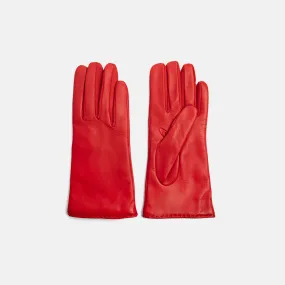 Red Leather Cashmere-Lined Gloves