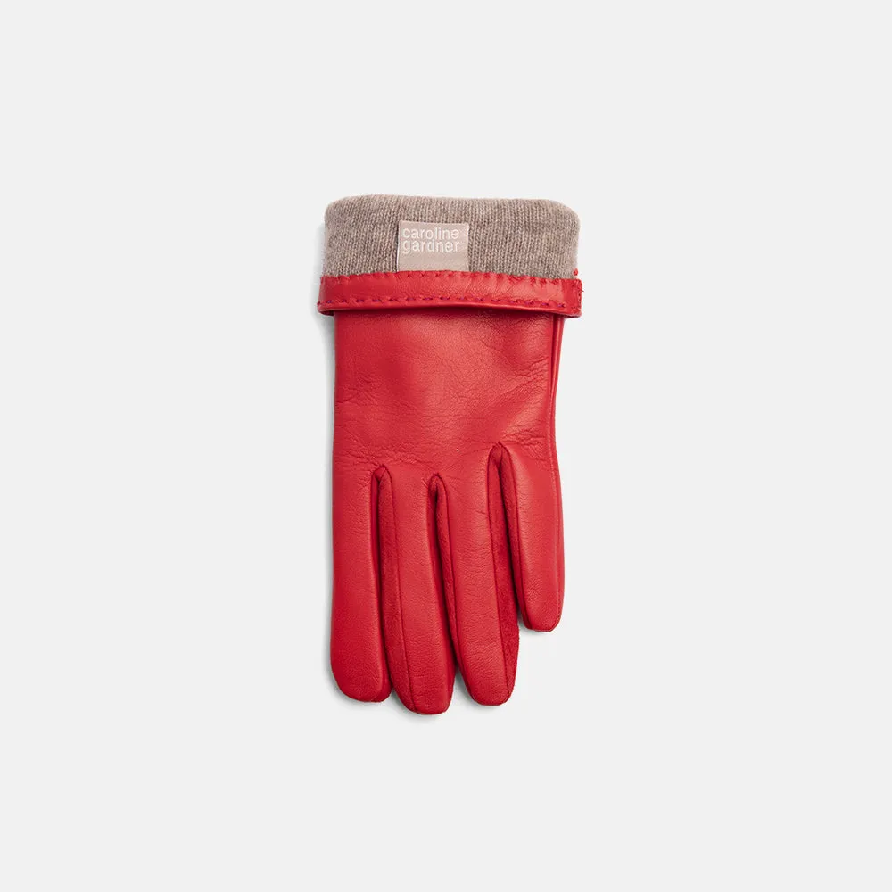 Red Leather Cashmere-Lined Gloves