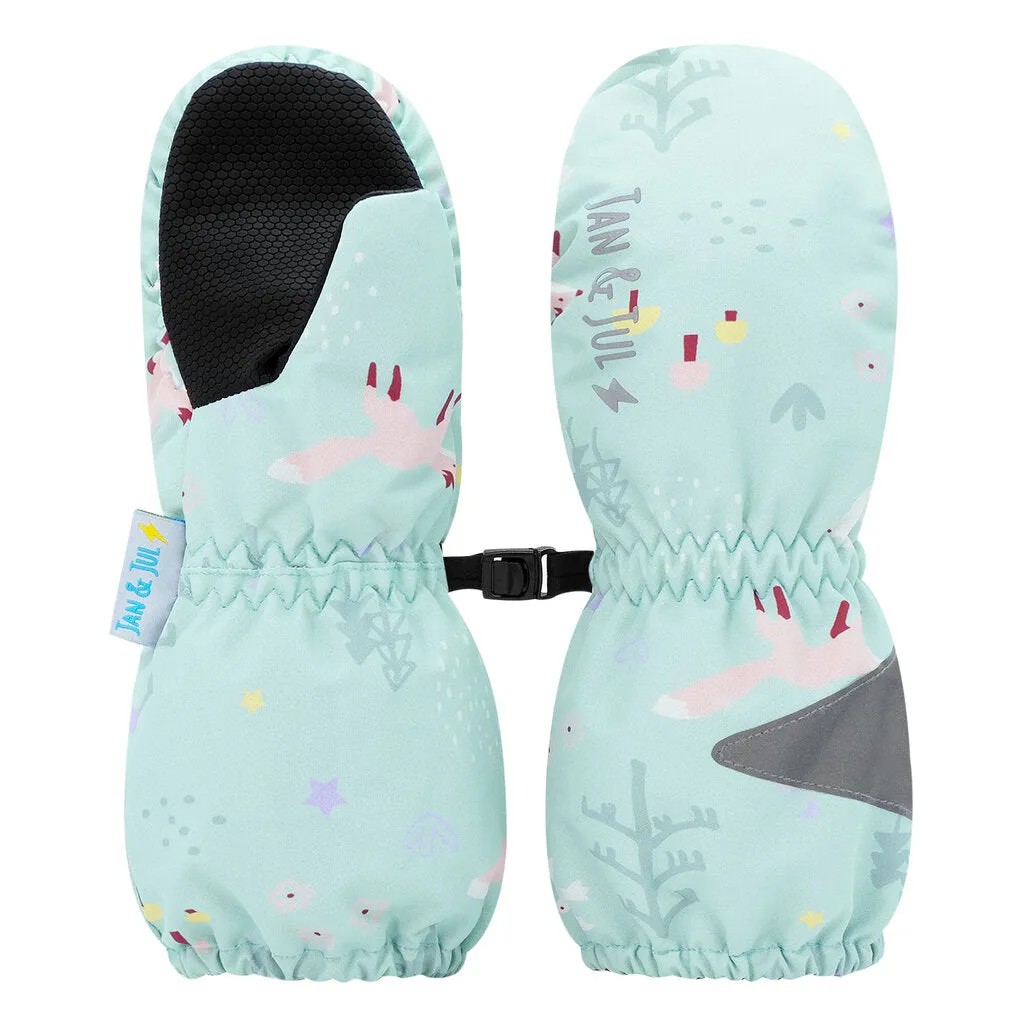 Size XS (NB-2): Jan & Jul MINTY FOREST Waterproof RAIN Mittens NEW