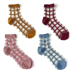 The Naomi Sheer Windowpane Socks - Various Colours