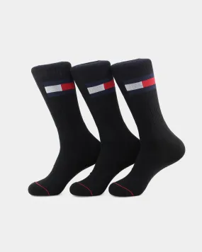 Tommy Jeans 3 Pack Athletic Crew Socks Black