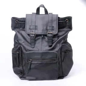 Travel Black Leather Backpack