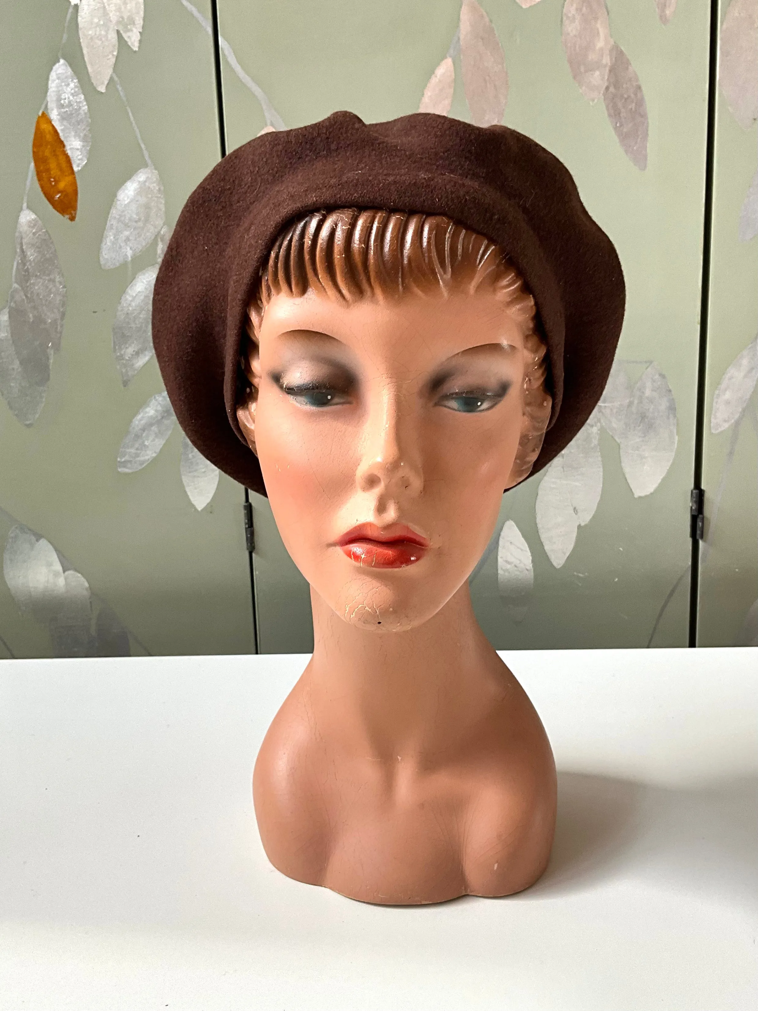 Vintage Chocolate Brown Wool Beret