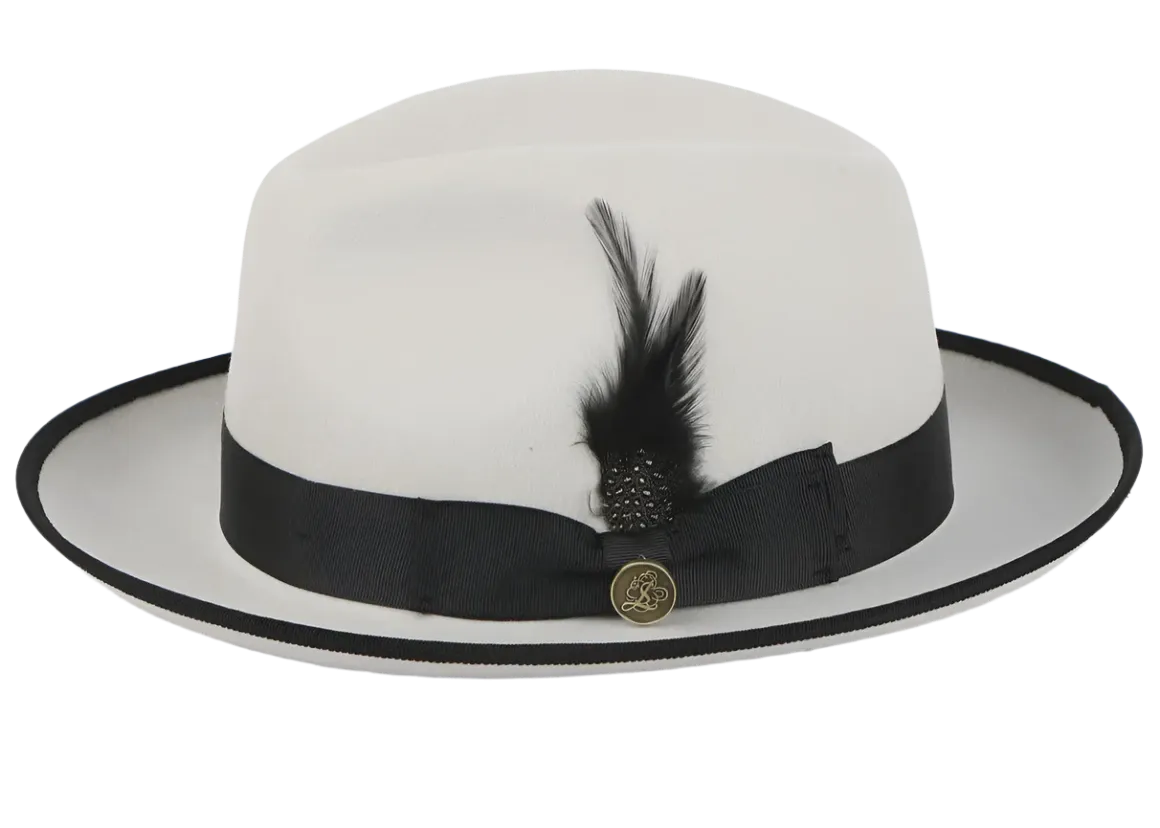 White and Black Brim Trim Steven Land Men's Australian Wool Hat Style-The Domingo