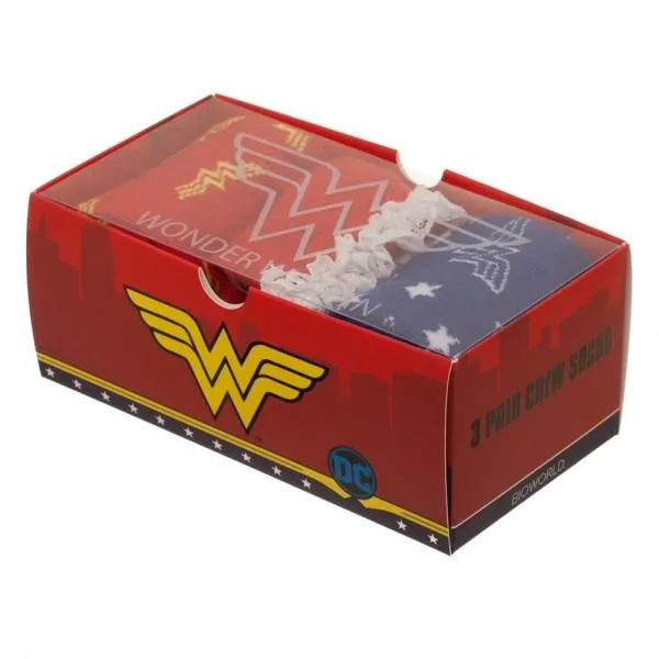 Wonder Woman 3 Pack Crew Set Socks For Women