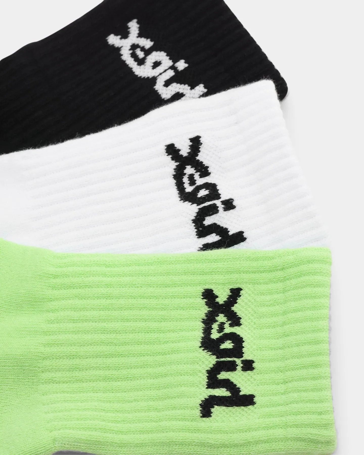 X-Girl Women's Logo Middle Socks 3 Pack Multi-coloured